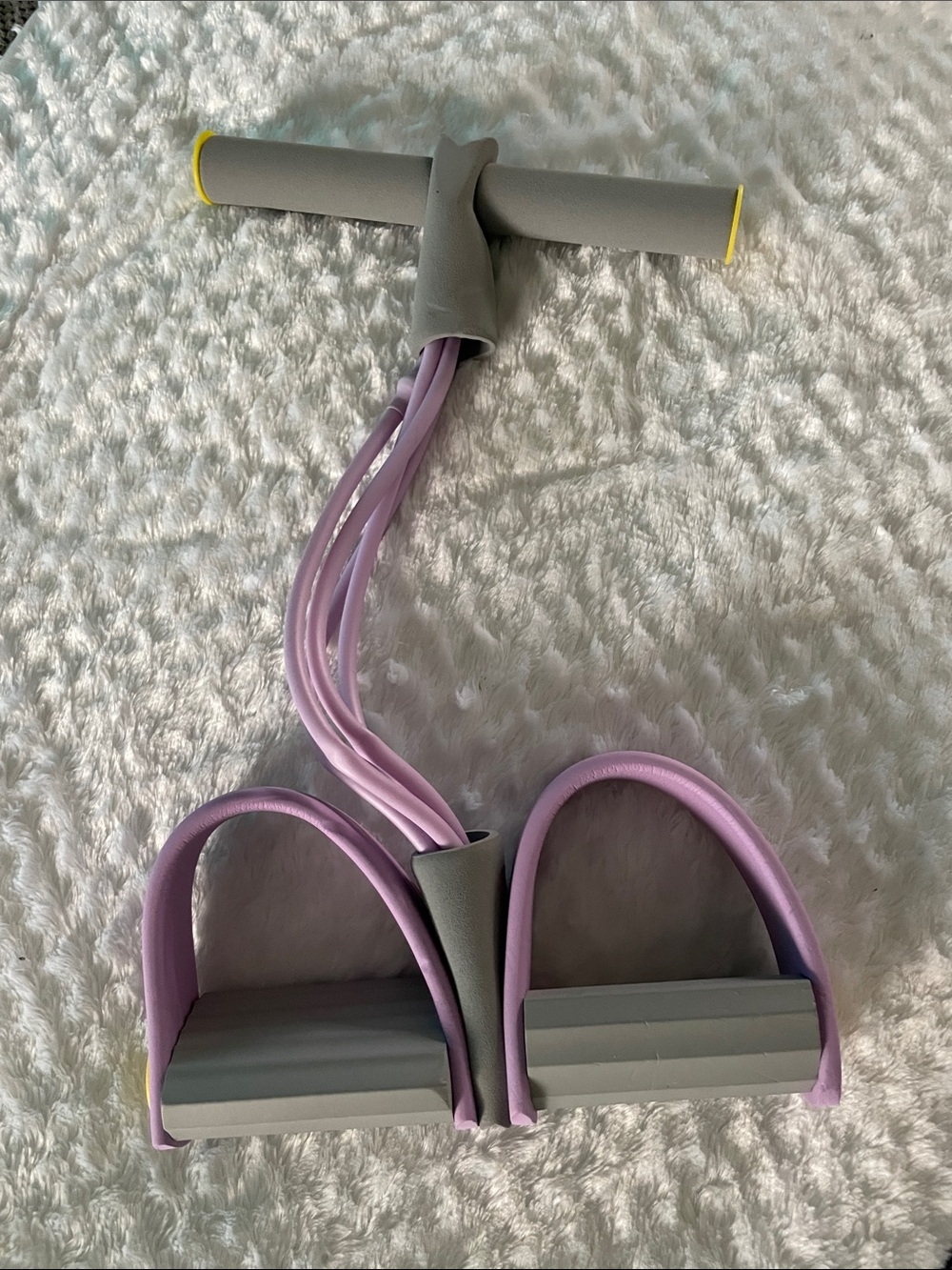 Light Purple Pedal Resistance Tube Exerciser with Gray Handles